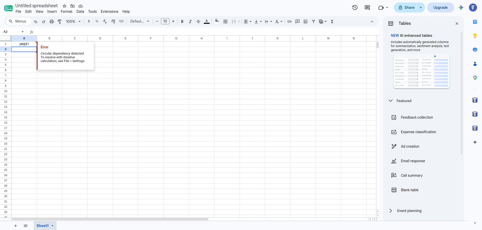 Google Sheets circular dependency error on a self-referencing formula