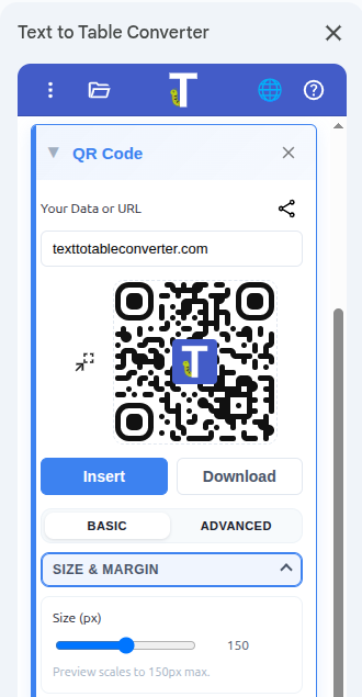 Google 文件™ 中的 QR Code 側邊欄