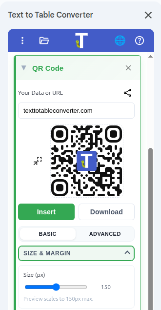 Бічна панель QR Code у Google Sheets™