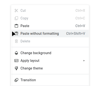Paste without formatting option