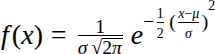 Rendered example of the normal distribution formula.