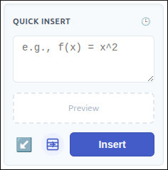 Quick Equation panel in the sidebar with live preview