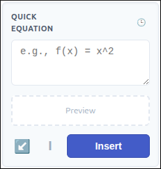 The Quick Equation component in its default Insert mode.